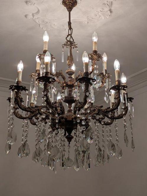 Kroonluchter - Kristal - Gigantische 15 lampen, Antiek en Kunst, Antiek | Overige Antiek