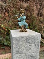 Bronzen beelden jonge met fluit -Sculptuur - Interieur, Verzenden, Nieuw, Metaal, Mensenbeeld