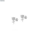 Zilveren roos cz studs, Verzenden, Nieuw, Zilver