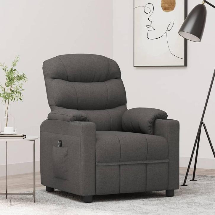 vidaXL Fauteuil elektrisch verstelbaar stof donkergrijs, Huis en Inrichting, Fauteuils, Nieuw, Verzenden