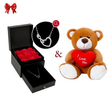 Juwelium Zilveren Ketting + Luxe Teddybeer beschikbaar voor biedingen