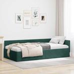 vidaXL Hoekbedframe met hoofdeinde Donkergroen 80 cm x 200, Verzenden, Nieuw, Groen, Stof
