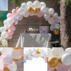 Genderreveal ballonboog deLuxe roze, blauw, wit en goud nu s, Kinderen en Baby's, Nieuw, Geboortebord, Verzenden