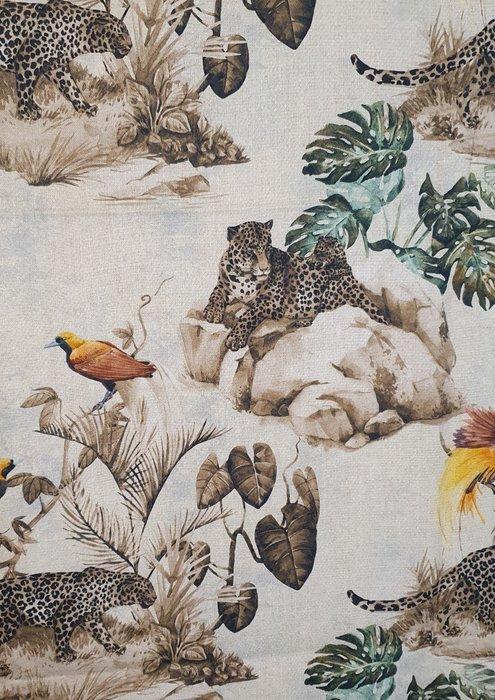 Exclusieve Boho chic stof met luipaarden en paradijsvogels -, Antiek en Kunst, Antiek | Kleden en Textiel