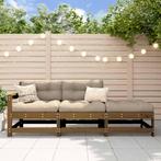 vidaXL 3-delige Loungeset met kussens massief hout, Verzenden, Nieuw, Hout, Loungeset