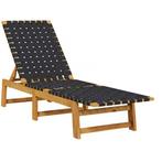 2 Comfortabele Stoffen Loungestoelen Hout Verstelbaar, Tuin en Terras, Tuinstoelen, Verzenden, Nieuw