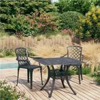 vidaXL 3-delige Bistroset gietaluminium zwart, Tuin en Terras, Tuinsets en Loungesets, Verzenden, Nieuw, Aluminium, 2 zitplaatsen