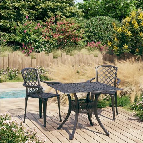 vidaXL 3-delige Bistroset gietaluminium zwart, Tuin en Terras, Tuinsets en Loungesets, Nieuw, 2 zitplaatsen, Aluminium, Verzenden