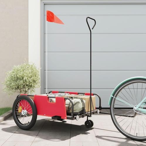 vidaXL Fietstrailer oxford stof en ijzer rood en zwart, Fietsen en Brommers, Fietsaccessoires | Aanhangers en Karren, Nieuw, Verzenden