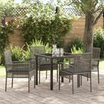 vidaXL 5-delige tuinset met kussens in grijs poly riet, Tuin en Terras, Verzenden, Nieuw, Rotan, Tuinset