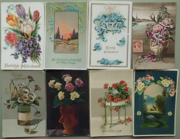 Zeer oude bloemenkaarten - sommigen met zilver- of, Verzamelen, Ansichtkaarten | Buitenland