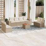 vidaXL 9-delige Loungeset met kussens poly rattan beige, Tuin en Terras, Tuinsets en Loungesets, Verzenden, Nieuw, Rotan, Loungeset
