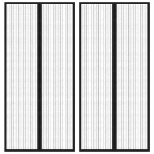 vidaXL Insectendeurgordijnen 2 st magnetisch 220x110 cm, Huis en Inrichting, Stoffering | Gordijnen en Lamellen, Zwart, Nieuw
