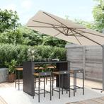 vidaXL 7-delige Tuinbarset poly rattan en massief acaciahout, Verzenden, Nieuw, Rotan, 6 zitplaatsen