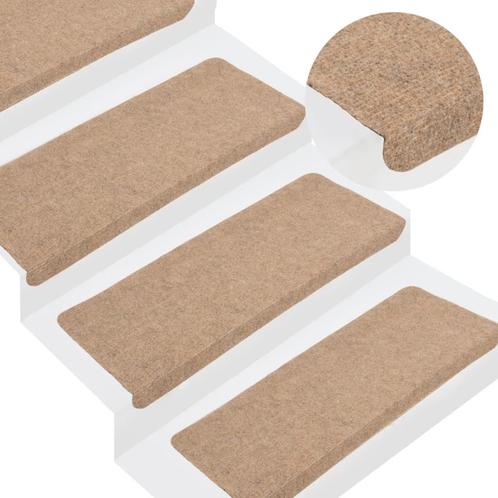 vidaXL Trapmatten zelfklevend 15 st 65x24,5x3,5 cm beige, Doe-het-zelf en Verbouw, Ladders en Trappen, Nieuw, Verzenden