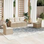 vidaXL 5-delige Loungeset met kussens poly rattan beige, Verzenden, Nieuw, Rotan, Loungeset