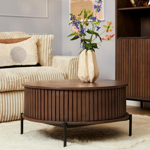 *WOONWINKEL* Starfurn Madison Ronde Salontafel Walnoot Mango, Huis en Inrichting, Tafels | Salontafels, Nieuw, Verzenden