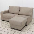 Beige 2-Zits Bank met Hocker, Huis en Inrichting, Banken | Bankstellen, Ophalen of Verzenden, Nieuw