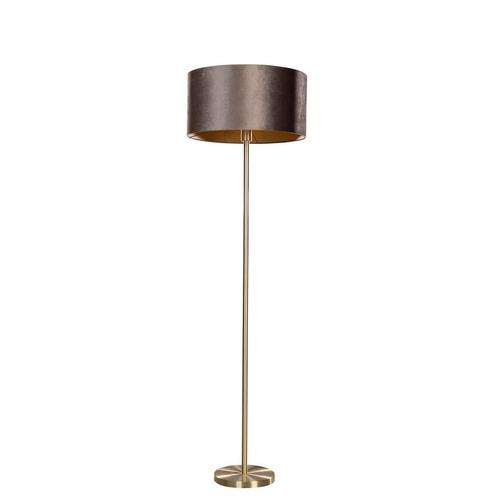 Vloerlamp messing met velours kap bruin 50cm - Simplo, Huis en Inrichting, Lampen | Vloerlampen, Nieuw, Overige materialen, 150 tot 200 cm