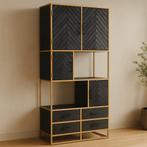 Vakkenkast Mangohout Fingula 90 cm, Huis en Inrichting, Kasten | Boekenkasten, Nieuw, 50 tot 100 cm, Industriële meubels, 25 tot 50 cm