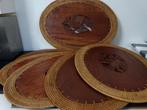 Bord (6) - ovaal - Hout, Rattan - 6 hout/rattanonderborden, Antiek en Kunst