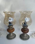Tafellamp (2) - Glas, Messing