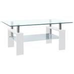 vidaXL Salontafel 95x55x40 cm gehard glas transparant en wit, 50 tot 100 cm, Verzenden, Nieuw, 50 tot 100 cm