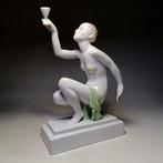 Herend - Jozsef Gondos - Beeld, Art deco nude lady - 23 cm -