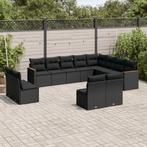 vidaXL 12-delige Loungeset met kussens poly rattan zwart, Verzenden, Nieuw, Rotan, Loungeset