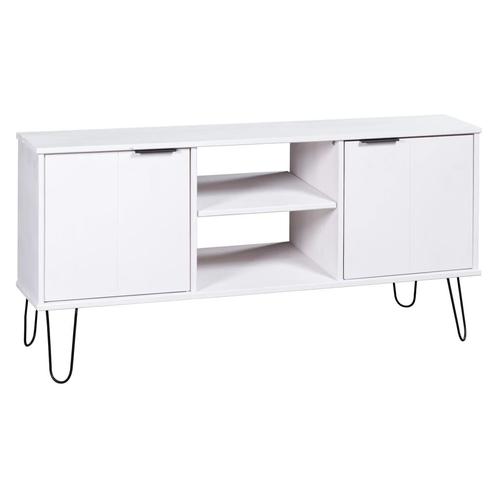 vidaXL Tv-meubel New York massief grenenhout wit, Huis en Inrichting, Kasten | Televisiemeubels, 25 tot 50 cm, Nieuw, Grenenhout