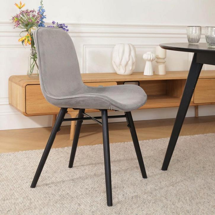 Velvet eetkamerstoel grijs | Aanbieding | Direct leverbaar, Huis en Inrichting, Stoelen, Eén, Grijs, Nieuw, Stof, Verzenden
