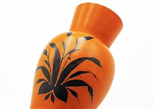 Kralik Art Deco Orange Hand-Painted Glass Vase 1920 - Vaas -, Antiek en Kunst, Antiek | Glas en Kristal