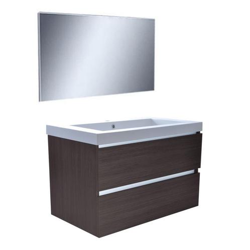 Badkamermeubelset  Wiesbaden Vision 80x46 Grey Oak (2 laden), Doe-het-zelf en Verbouw, Sanitair, Bad, Nieuw, Ophalen of Verzenden