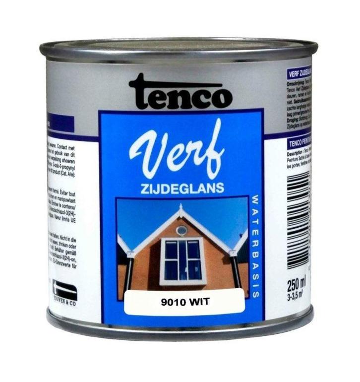 Tenco Verf Cremewit Ral 9001 Zijdeglans Waterbasis 250 ml, Doe-het-zelf en Verbouw, Verf, Beits en Lak, Nieuw, Ophalen of Verzenden