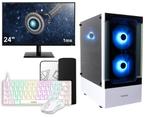 Complete Ryzen 5 Budget 6-Core White Game PC Setup met 24..., Ophalen of Verzenden, Nieuw