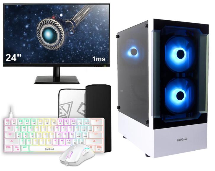 Complete Ryzen 5 Budget White Game PC Setup met 24 Gamin..., Computers en Software, Desktop Pc's, Nieuw, Ophalen of Verzenden