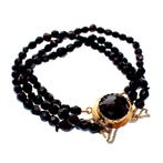 Glaskralen armband met gouden slot; Antiek | Ø 57 mm, Sieraden, Tassen en Uiterlijk, Armbanden, Ophalen of Verzenden, Gebruikt