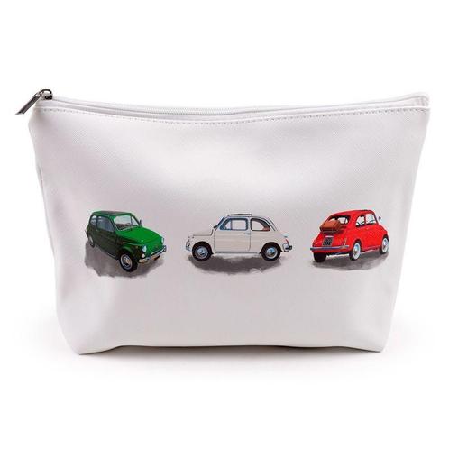 Toilettas - Fiat 500 - Groen&Wit&Rood - PVC - 19x29x6cm NIEU, Sieraden, Tassen en Uiterlijk, Toilettassen, Nieuw, Ophalen of Verzenden