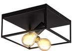 Plafondlamp Zwart Vierkant | 30x30cm | Retro | Vintage | Dim, Huis en Inrichting, Lampen | Plafondlampen, Nieuw, Ophalen of Verzenden