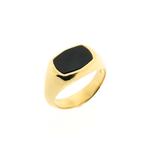 Gouden zegelring met onyx (herenring, heren, gouden ring), Goud, Met edelsteen, Gebruikt, Heer