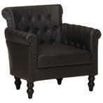 Vintage Fauteuil Leer Zwart | Retourdeal | 35% Off, Minder dan 75 cm, Vintage, Nieuw, Ophalen of Verzenden