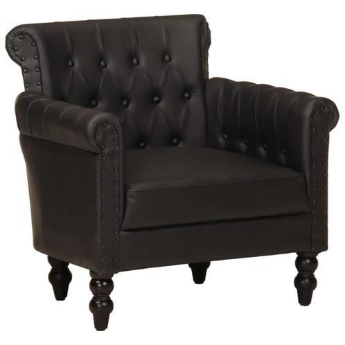 Vintage Fauteuil Leer Zwart | Retourdeal | 35% Off, Huis en Inrichting, Fauteuils, 75 tot 100 cm, Minder dan 75 cm, Nieuw, Ophalen of Verzenden