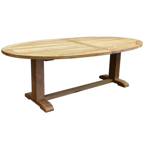 Ellips dining tuintafel 280x130xH77 cm teak 12x12 poot, Tuin en Terras, Tuintafels, Nieuw, Teakhout, Ophalen of Verzenden