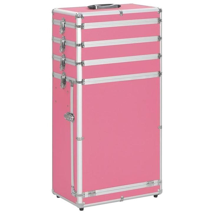 vidaXL Make-up trolley aluminium roze, Sieraden, Tassen en Uiterlijk, Toilettassen, Roze, Nieuw, Verzenden