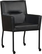 Zwarte leren moderne eetkamerstoel - Granada leer Black (zwa, Huis en Inrichting, Overige kleuren, Nieuw, Leer, Ophalen of Verzenden