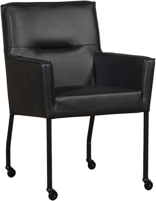 Zwarte leren moderne eetkamerstoel - Granada leer Black (zwa, Huis en Inrichting, Stoelen, Eén, Overige kleuren, Nieuw, Leer, Ophalen of Verzenden