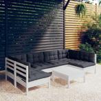 vidaXL 7-delige Loungeset met kussens massief grenenhout wit, Verzenden, Nieuw, Loungeset