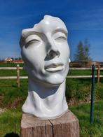 Beeld, garden statue head in white color patina - 50 cm -