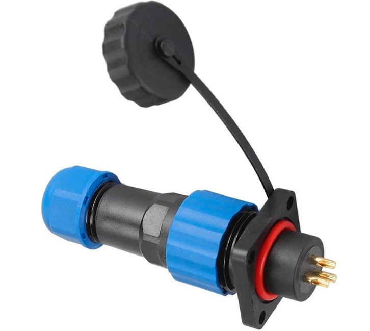 Male + chassis square base - waterdichte connector - 3 aderi, Doe-het-zelf en Verbouw, Elektra en Kabels, Nieuw, Ophalen of Verzenden