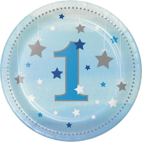Blauwe Borden 1 Jaar Sterren 18cm 8st, Hobby en Vrije tijd, Feestartikelen, Nieuw, Verzenden